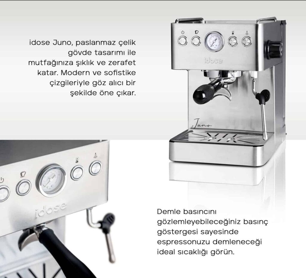 idose Juno Ev Tipi Manuel Espresso Makinesi