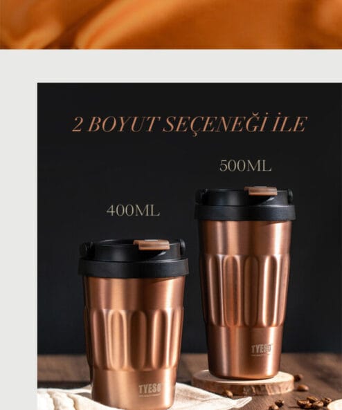 Tyeso coffe Mug Vakumlu Paslanmaz Çelik Taşıma Kulplu 400ML3