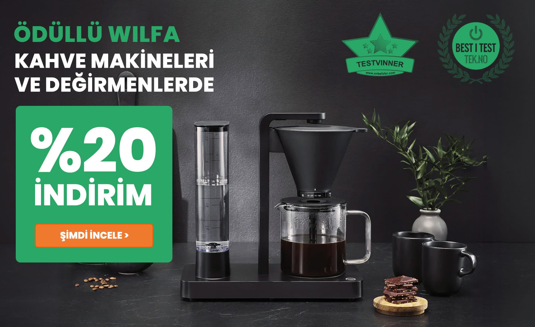 Wilfa kahve makineleri ve değirmenlerde % 20 indirim